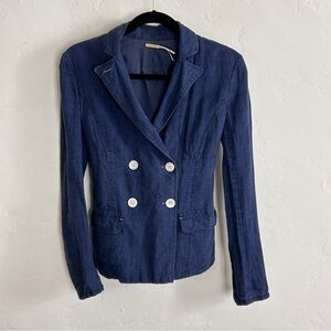 Max Studio Lightweight Blue Linen Blazer Size 2